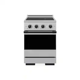 ZLINE - Autograph 24 in. 3.2 cu. ft. Marino Freestanding Induction Range with 3 Burners and Convection Oven w/ Black Accents - Stainless Steel