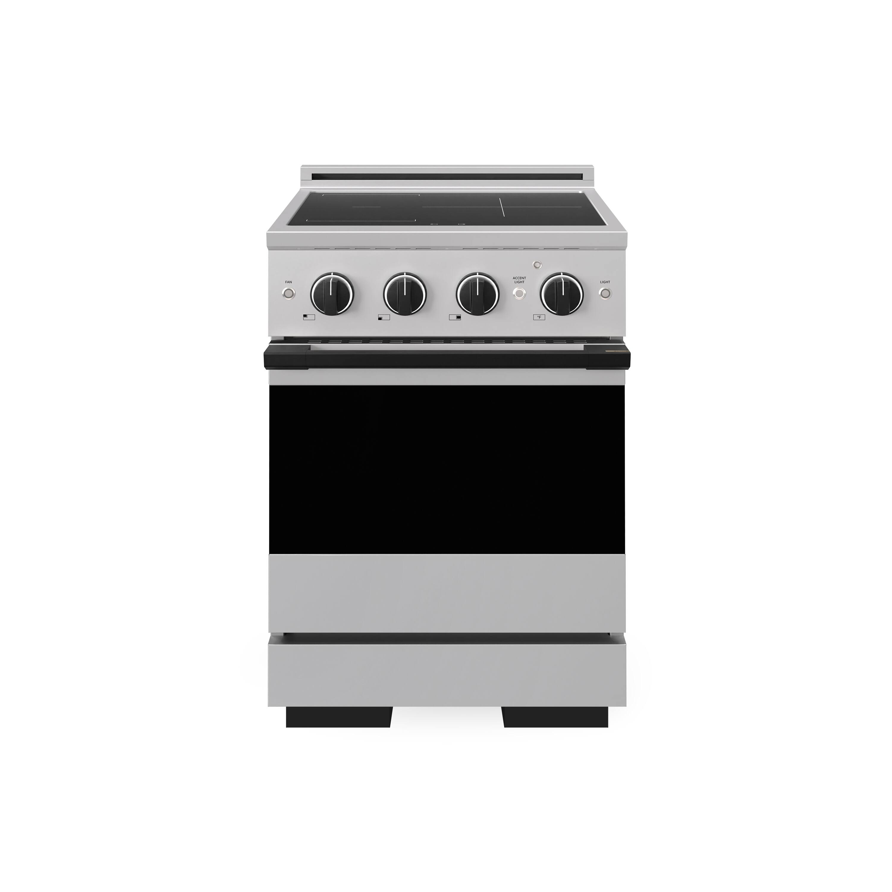 Front. ZLINE - Autograph 24 in. 3.2 cu. ft. Marino Freestanding Induction Range with 3 Burners and Convection Oven w/ Black Accents - Stainless Steel.