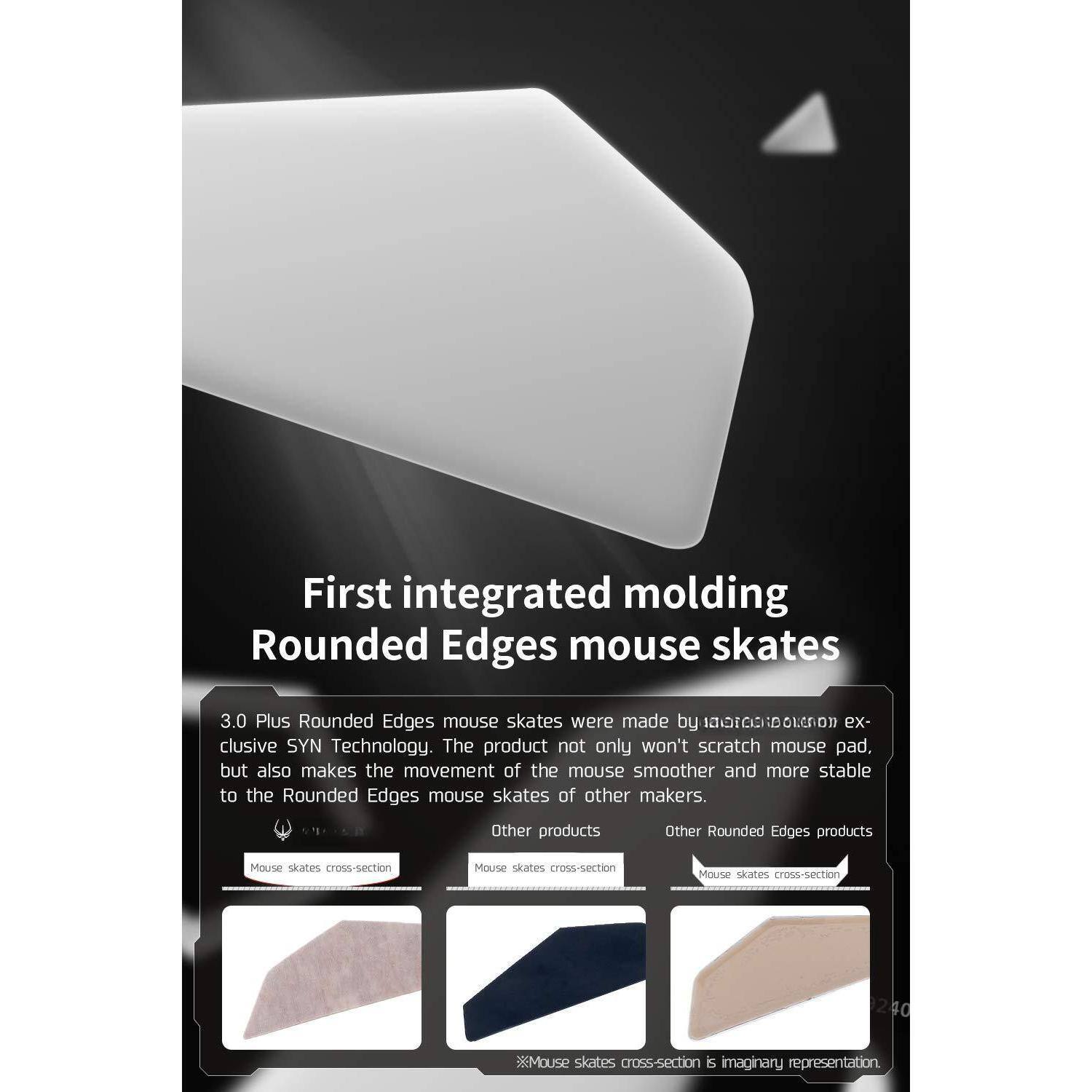 First integrated molding Rounded Edges mouse skates

3.0 Plus Rounded Edges mouse skates were made by nothmrticrib exclusive SYN Technology. The product not only won't scratch mouse pad, but also makes the movement of the mouse smoother and more stable to the Rounded Edges mouse skates of other makers.

Mouse skates cross-section

Other products

Other Rounded Edges products

Mouse skates cross-section

Mouse skates cross-section

Mouse skates cross-section is imaginary representation.