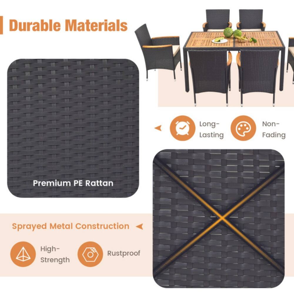 Durable Materials  
Long-Lasting  
Non-Fading  
Premium PE Rattan  
Sprayed Metal Construction  
High-Strength  
Rustproof