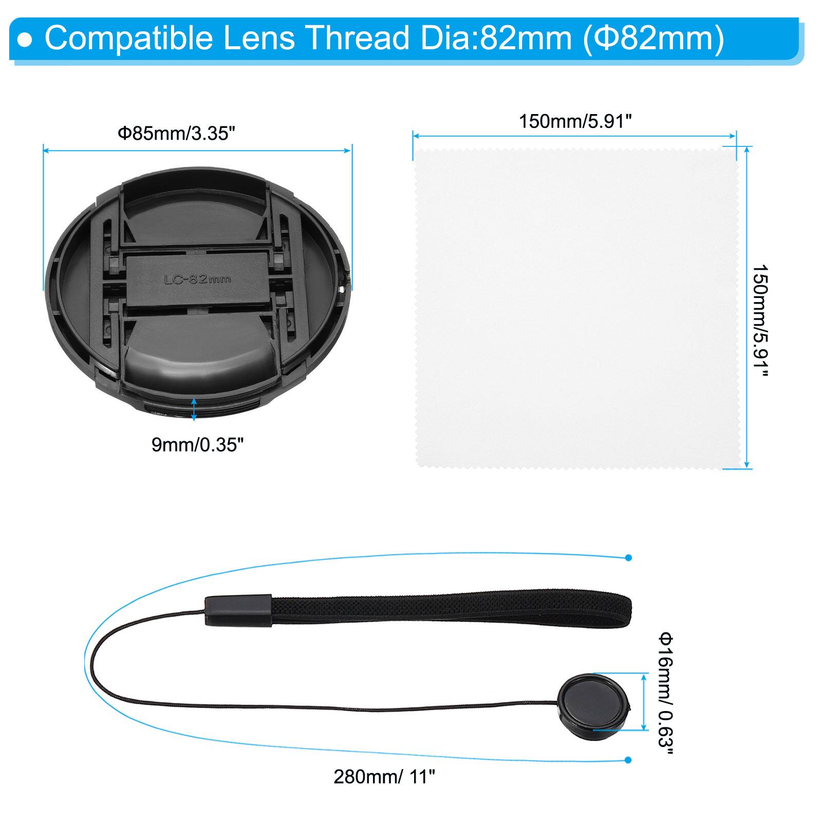 Compatible Lens Thread Dia: 82mm (Φ82mm)

- 85mm/3.35"
- 150mm/5.91"
- 9mm/0.35"
- 16mm/0.63"
- 280mm/11"