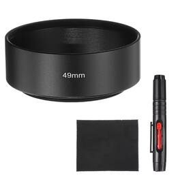 Unique Bargains - Lens Hood Shade, 49mm Mid-focus Metal Camera Cap Shade with Cleaning Cloth & Pen - Black