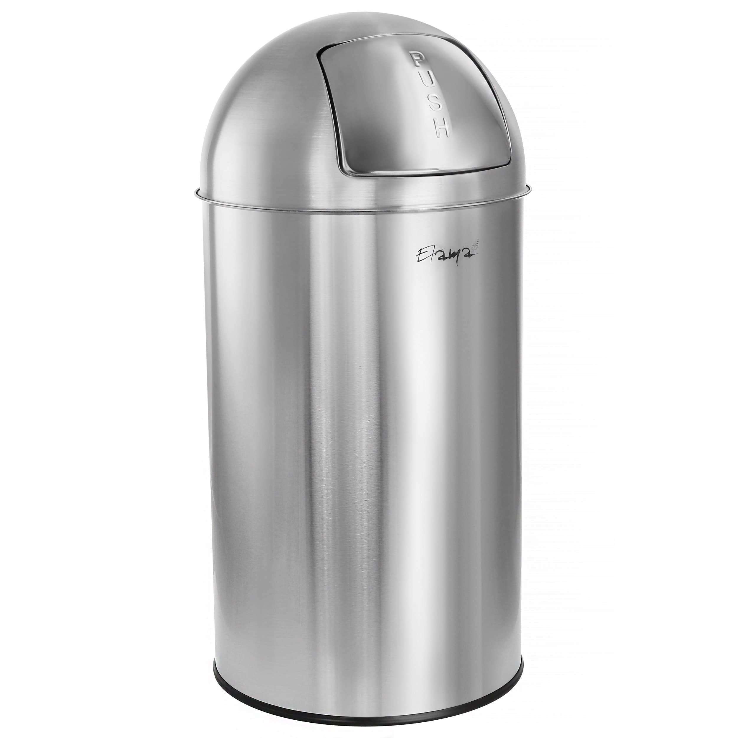 Elama - 50 Liter Large 13 Gallon Push Lid Stainless Steel Trash Bin in Matte - Silver