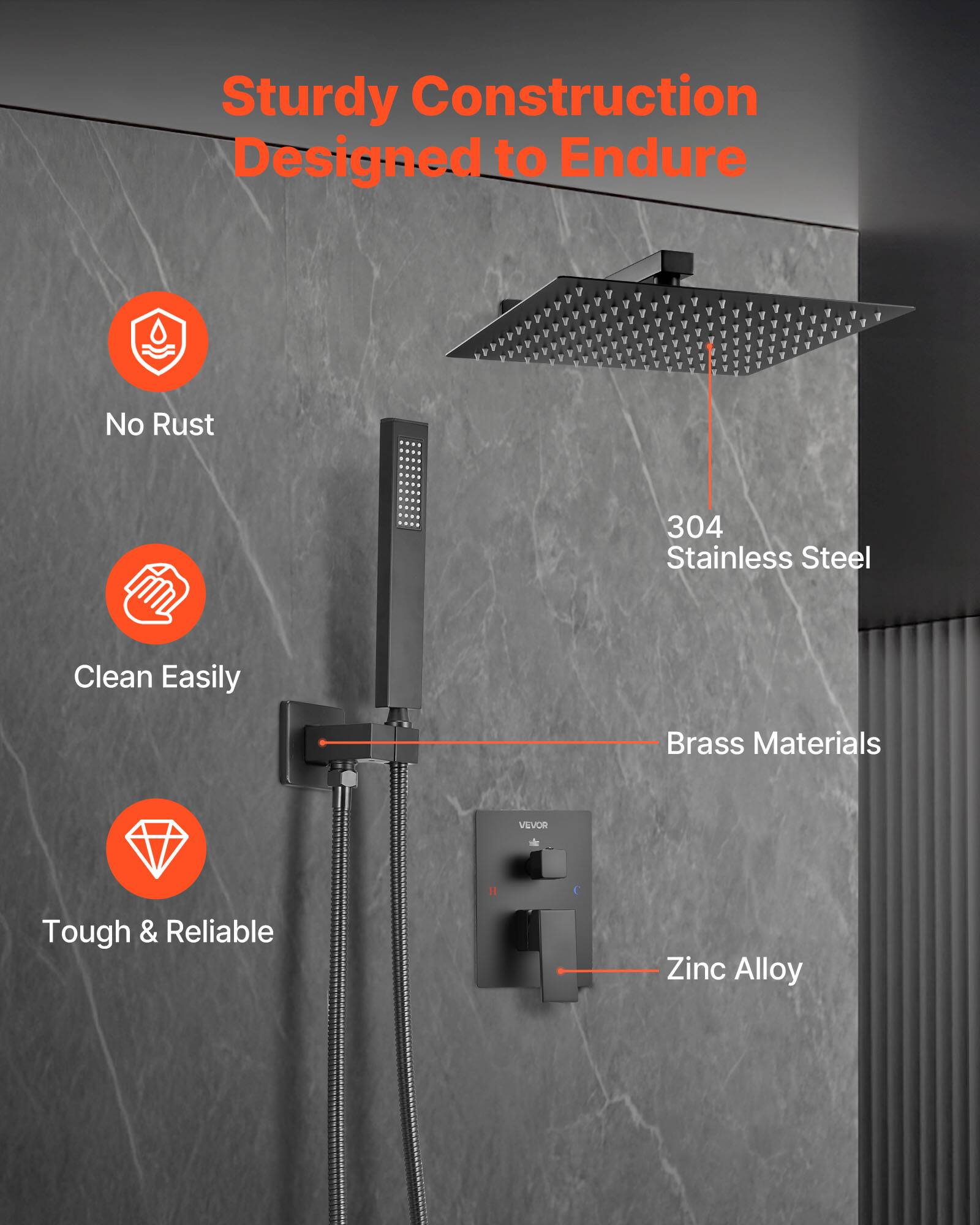 Sturdy Construction Designed to Endure

- No Rust
- Clean Easily
- Tough & Reliable

304 Stainless Steel
Brass Materials
Zinc Alloy