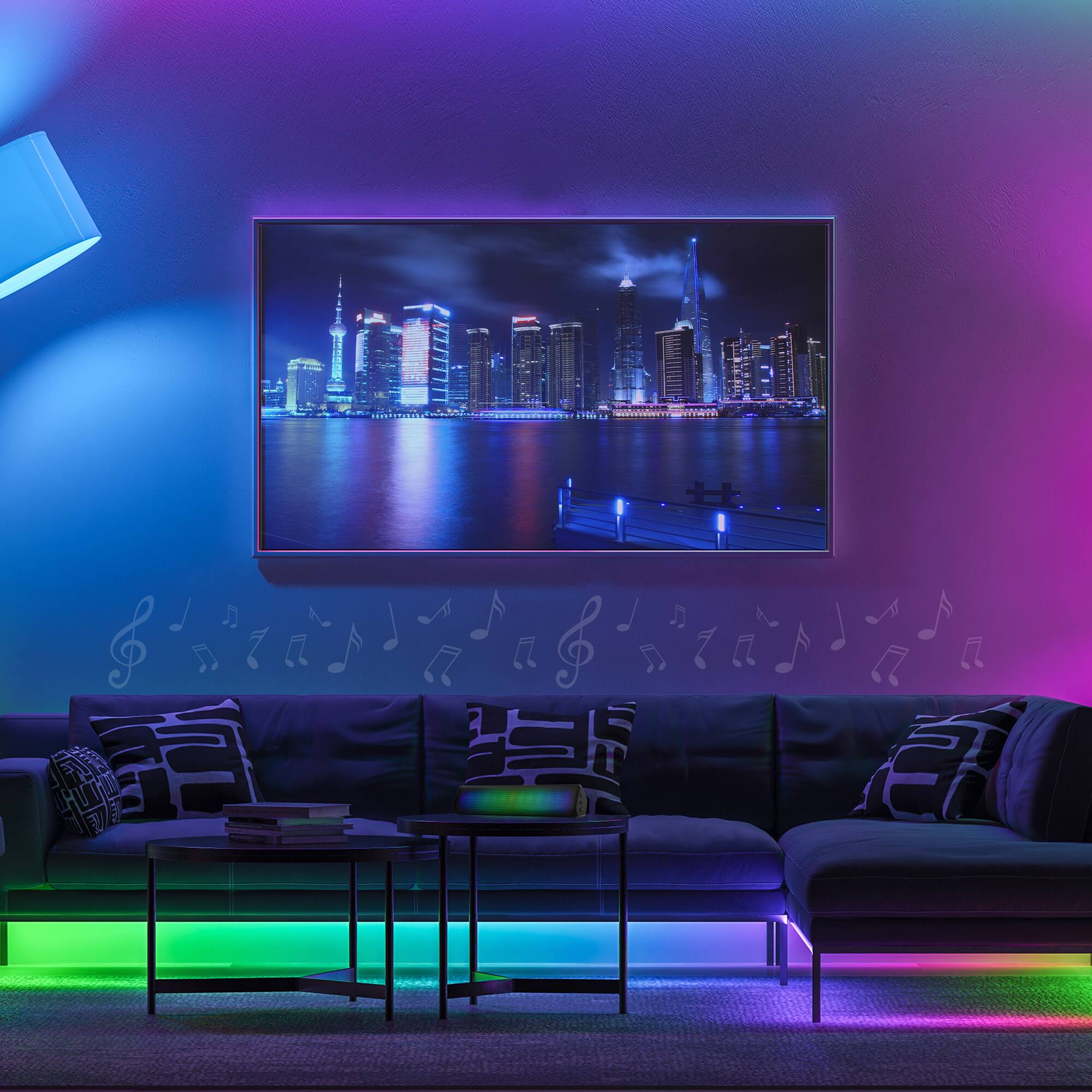 Angle. Monster - 16.4ft Multi-Color Flow LED Light Strip with Music Sync and IR Remote Control - Multicolor.