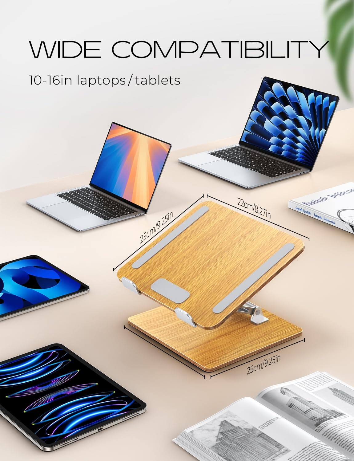 WIDE COMPATIBILITY  
10-16in laptops/tablets  
25cm/9.25in  
22cm/8.27in  
25cm/9.25in