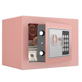 GOODSILO - Compact Digital Security Safe with Key Backup for Home and Office Use - Secure Storage for Valuables and Documents - Pink