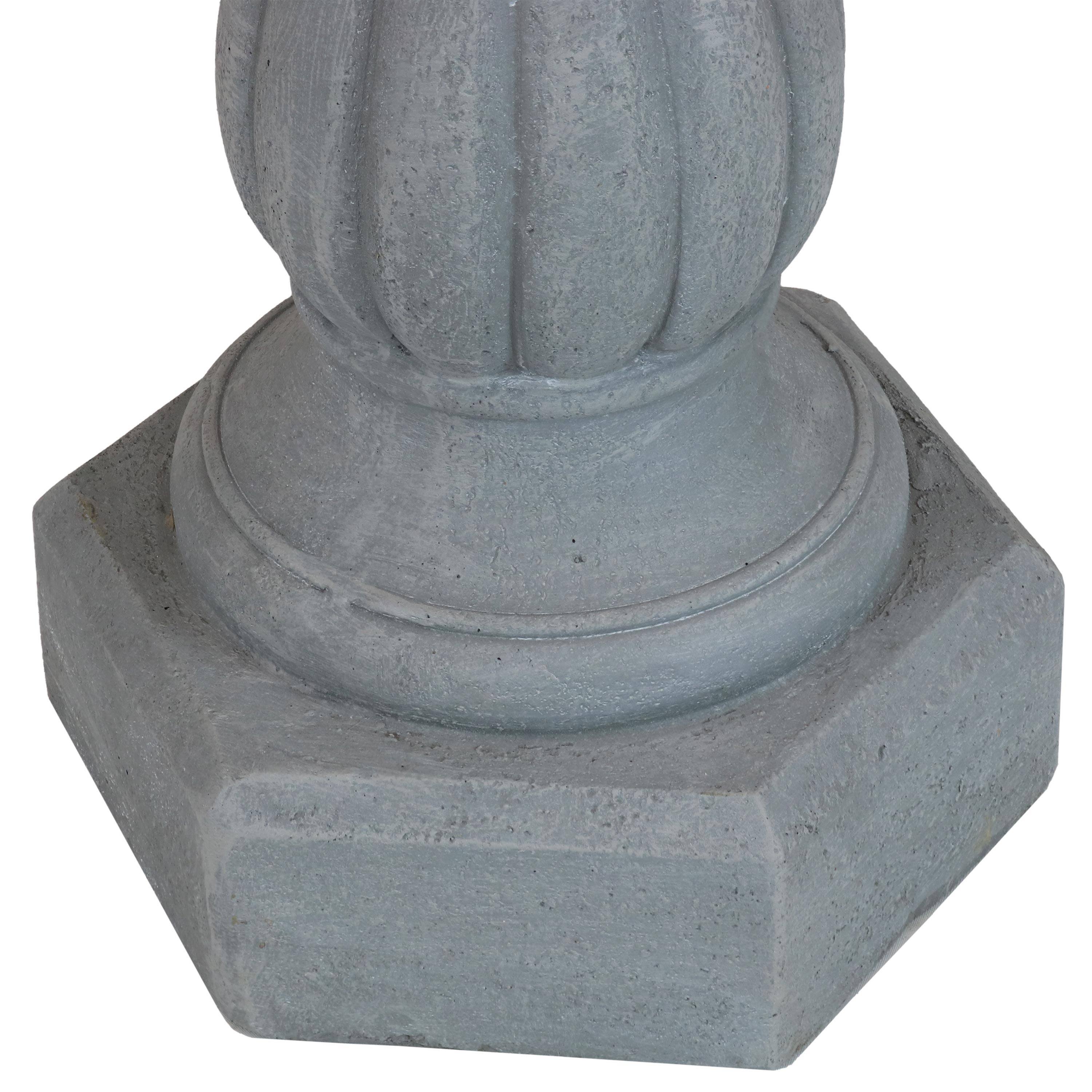 Alt View 6. Sunnydaze - Contemporary Pillar Polyresin Gazing Globe Stand - Travertine.