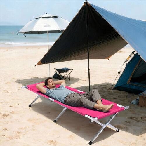 Alt View 9. Winado - 1PC Portable Folding Camping Cot with Camp Bed, Sleeping Cots, Carry Bag for Outdoor Camping Sleeping Nap Beach Travel - Pink.