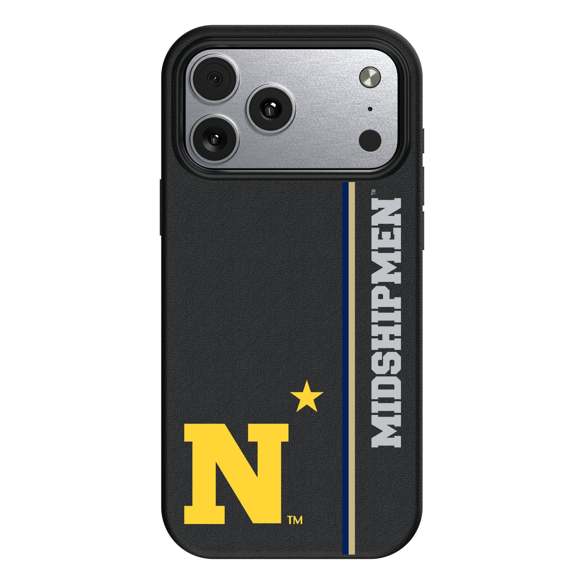Front. Keyscaper - Navy Midshipmen iPhone Magnetic Bump Case - 17 Air - Black.