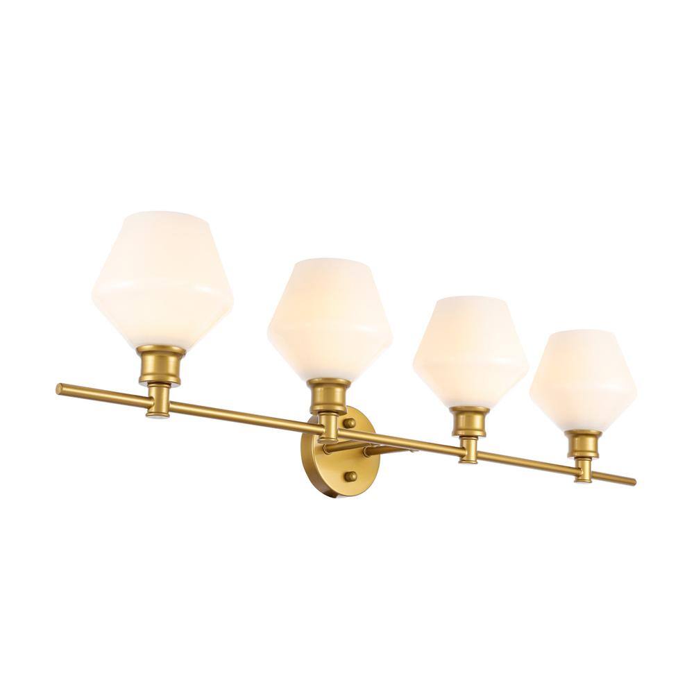 Alt View 3. Living District - Gene 4 light Brass and Frosted white glass Wall sconce - Brass And Frosted White Glass.