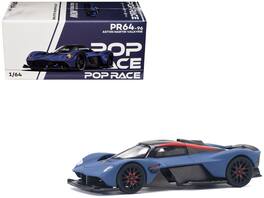 Aston Martin Valkyrie Satin Marina Top 1/64 Diecast Model Car by Pop Race - Blue with Carbon