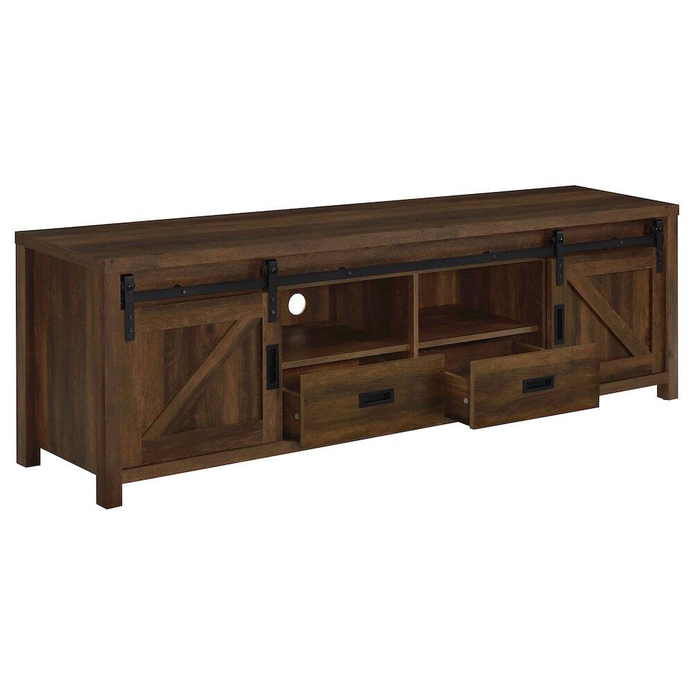 Alt View 2. Coaster Co. of America - Madra 2-door Engineered Wood 79" TV Stand Dark Pine - Green.