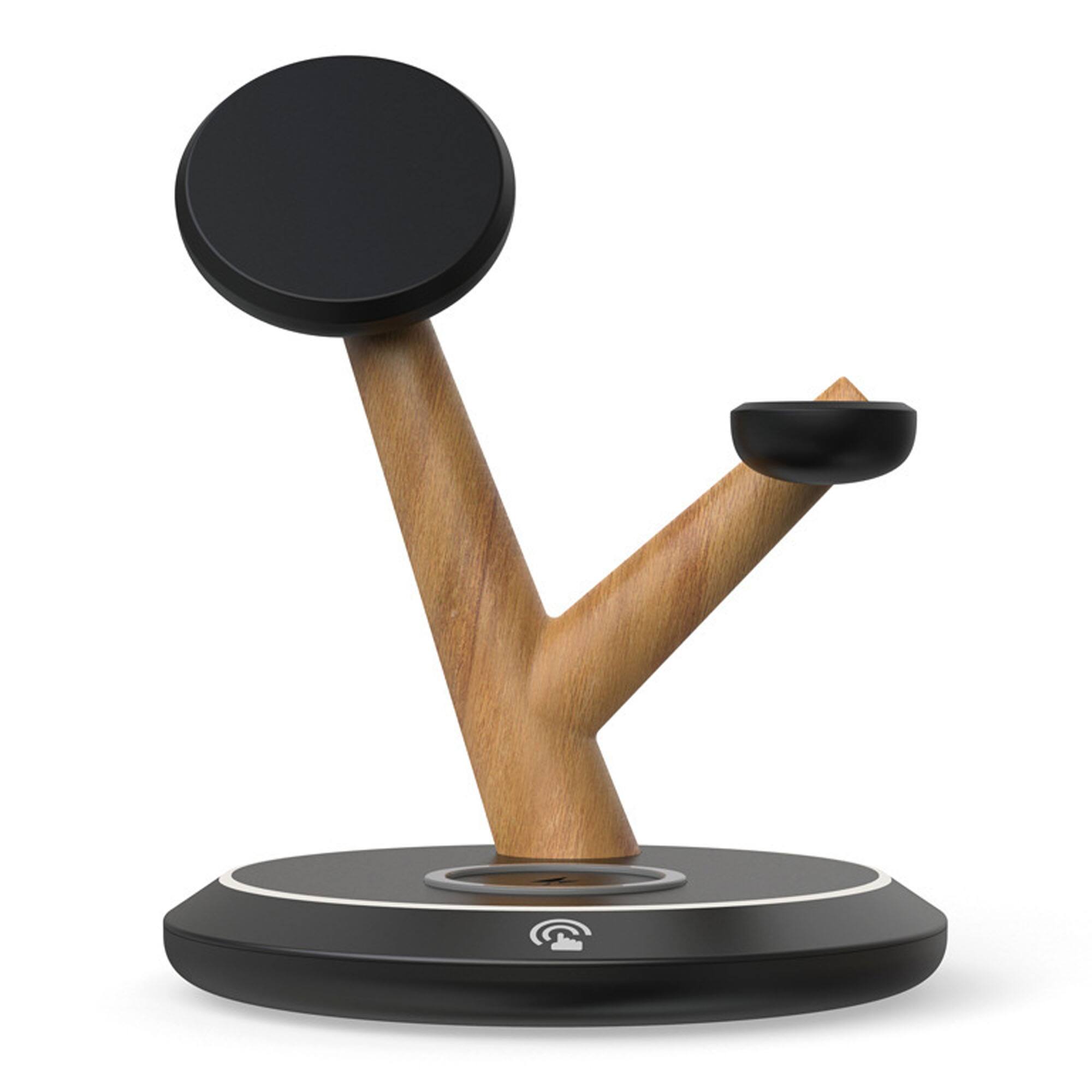 Front. YONWAY - Tree Branch Shape Wireless Charger Stand, 15W Magnetic Fast Charging Station for iPhone, Apple Watch, AirPods.