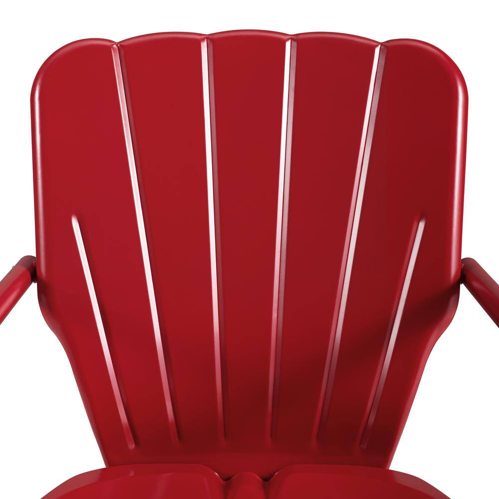 Front. Crosley Furniture - Ridgeland 3Pc Retro Outdoor Bistro Set - Bistro Table & 2 Chairs - Bright Red Gloss.