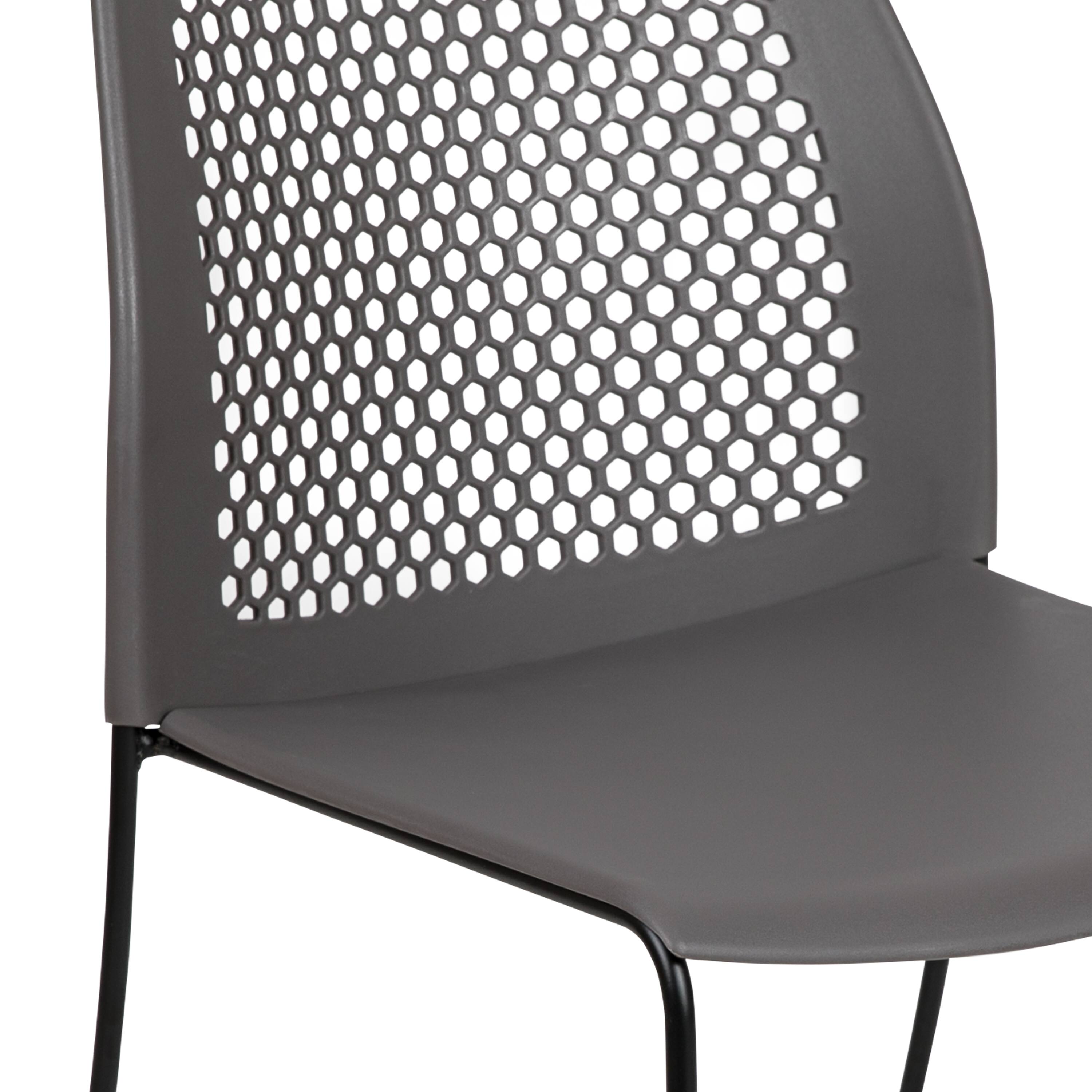 Alt View 10. Emma + Oliver - Home and Office Sled Base Stack Chair with Air-Vent Back - Guest Chair - Gray.