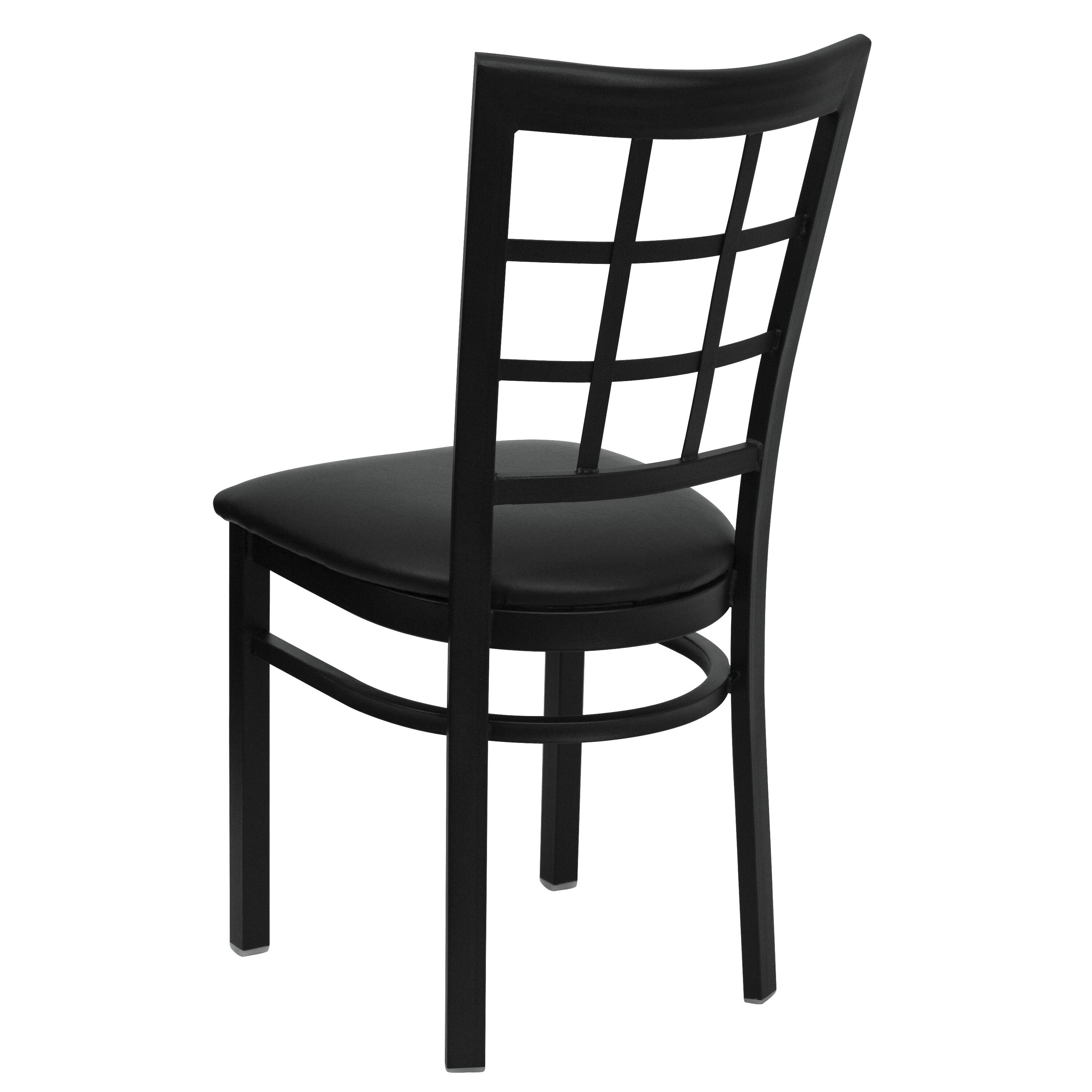 Alt View 5. Emma + Oliver - Window Back Metal Restaurant Dining Chair - Black Vinyl Seat/Black Metal Frame.