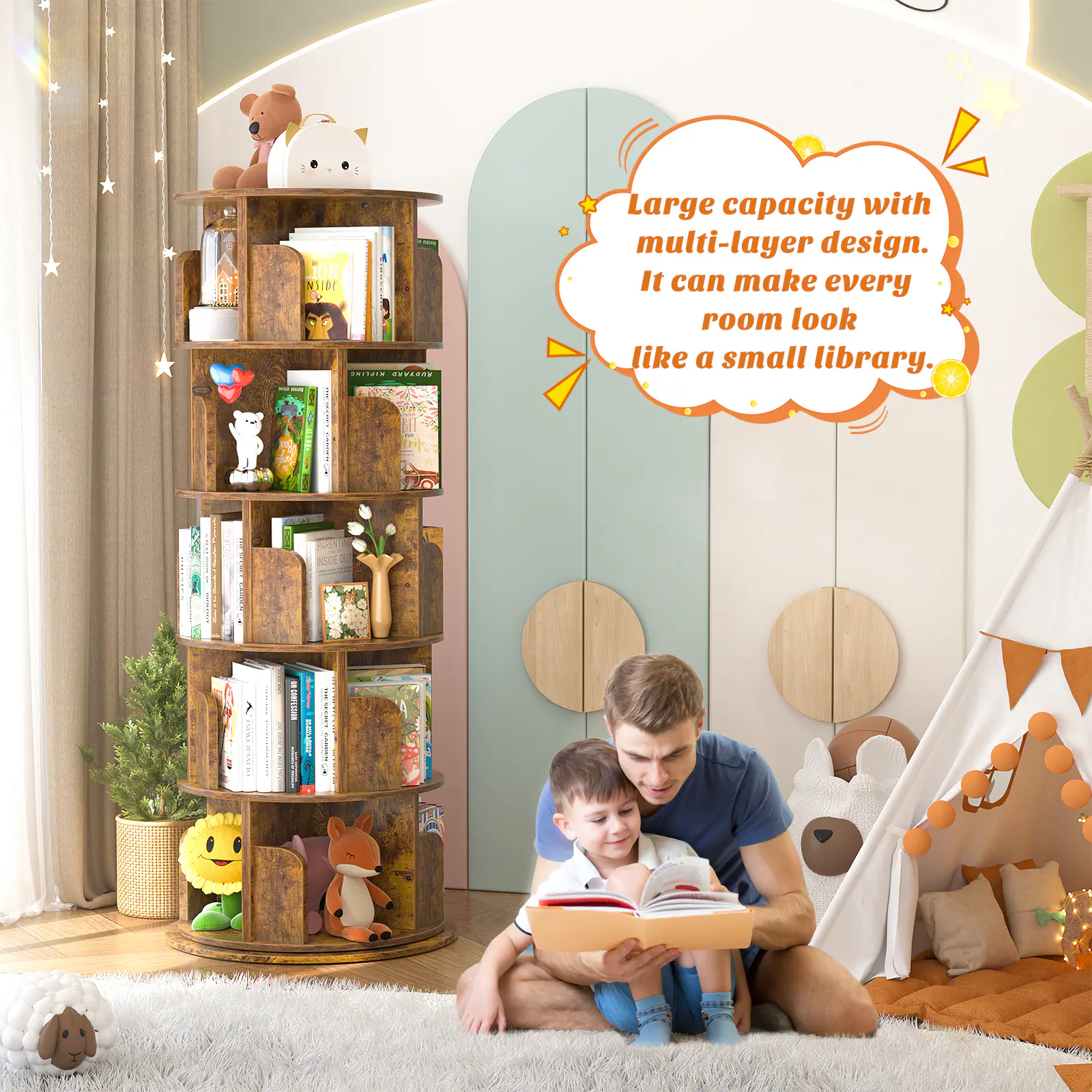 Large capacity with multi-layer design. It can make every room look like a small library.
