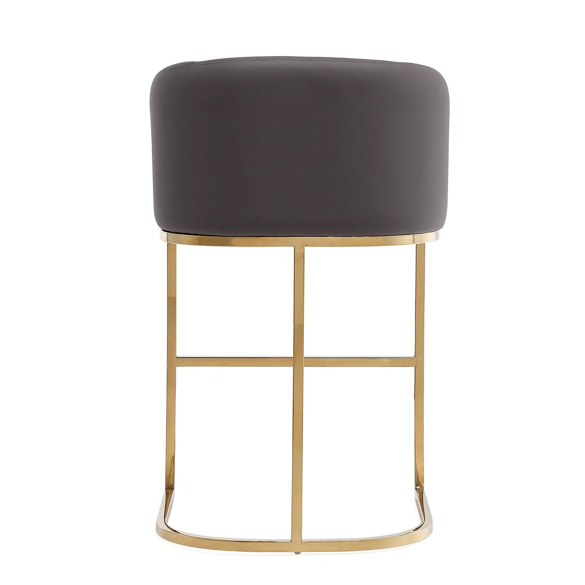 Alt View 3. Manhattan Comfort - Louvre Mid-Century Modern Metal Upholstered Counter Stool - Gray.