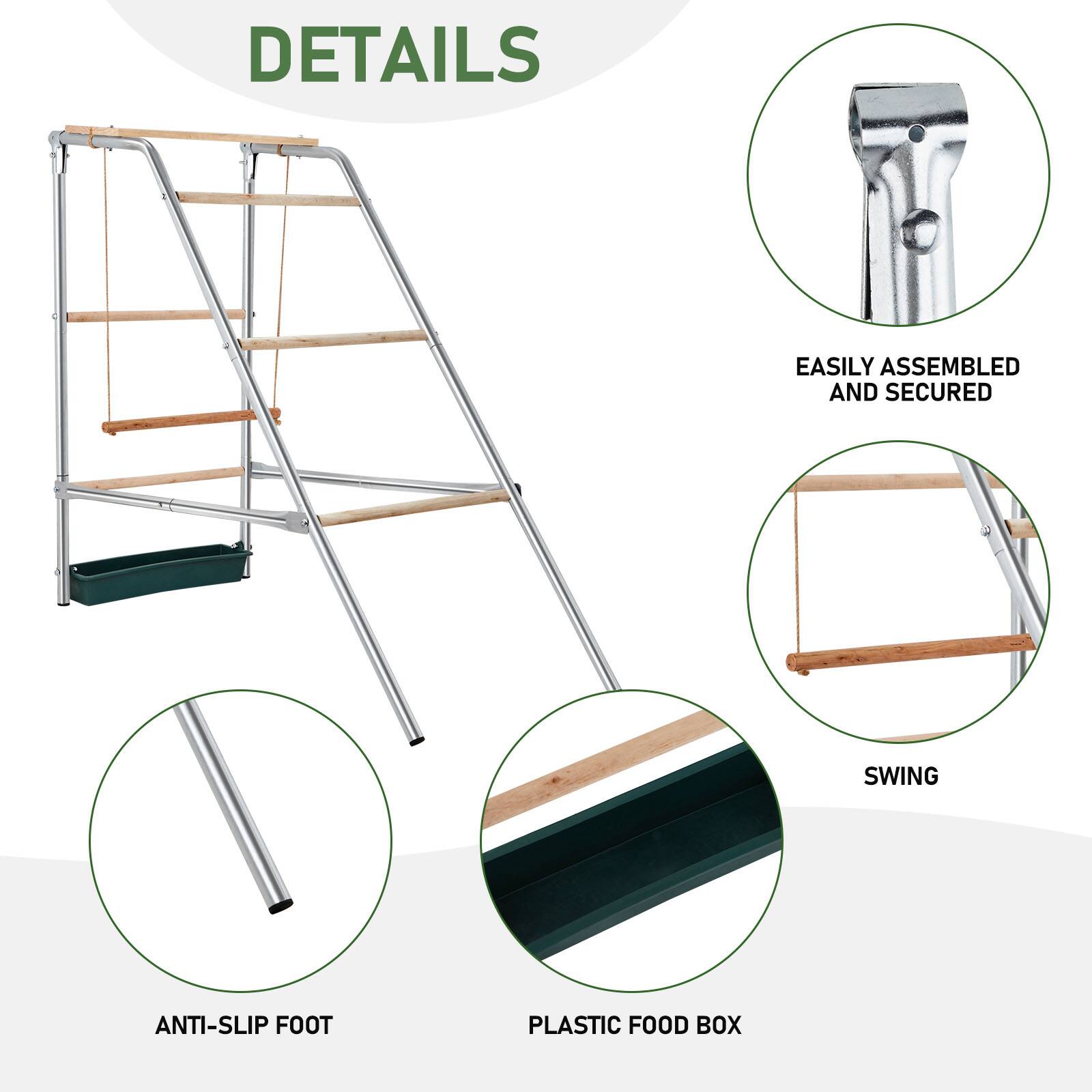 DETAILS

- EASILY ASSEMBLED AND SECURED
- SWING
- ANTI-SLIP FOOT
- PLASTIC FOOD BOX