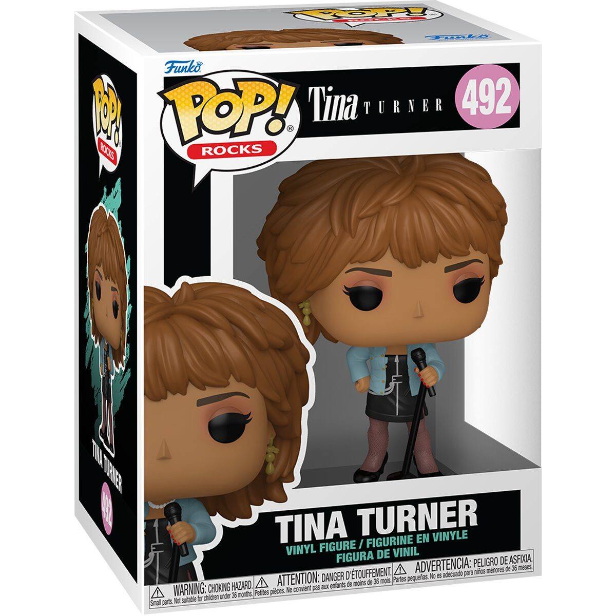 Tina Turner 492 POP! Rocks  
TINA TURNER VINYLE FIGURINE EN VINYL DE VINIL FIGURA DE VINIL  
PELIGRO DE ASFIXIA / D'ÉTOUFFEMENT. ADVERTENCIA: para menores de 36 meses. DANGER pequetas. No es adecuado HAZARD. ATTENTION: x entants de moins de 36 mois.  
WARNING: CHOKING HAZARD - Small parts. Not suitable for children under 36 months.