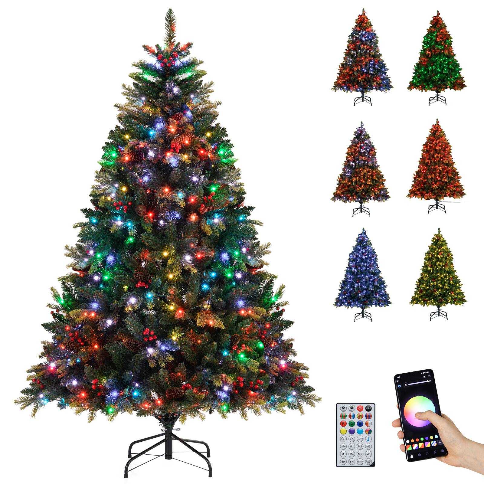 Front. Gymax - Gymax 6 FT Smart Pre-Lit Artificial Christmas Tree w/ Remote Control Twinkling Modes - Green.