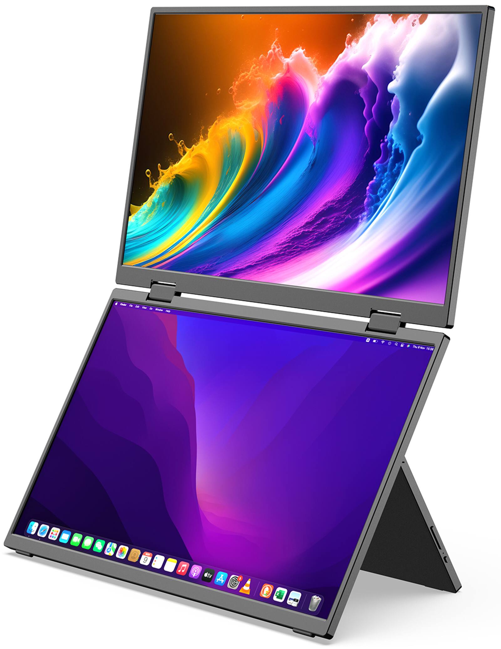 thumbnail image 2 of UPERFECT 18.5" Dual Portable Monitor For Laptop – Foldable Extender 1920x1080 IPS USB-C HDMI Used 2 of 6