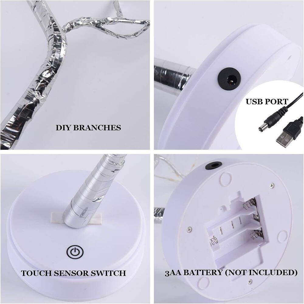 - DIY BRANCHES
- USB PORT
- TOUCH SENSOR SWITCH
- 3AA BATTERY (NOT INCLUDED)