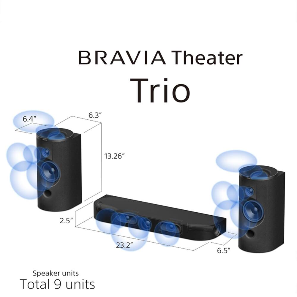 BRAVIA Theater Trio

6.4" 6.3" 13.26" 2.5" 23.2" 6.5" Speaker units Total 9 units