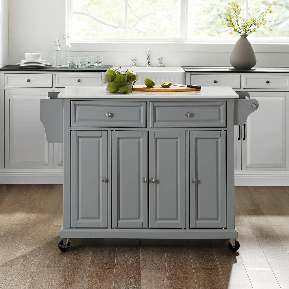 Alt View 6. Crosley Furniture - Full Size Stone Top Kitchen Cart - Gray.
