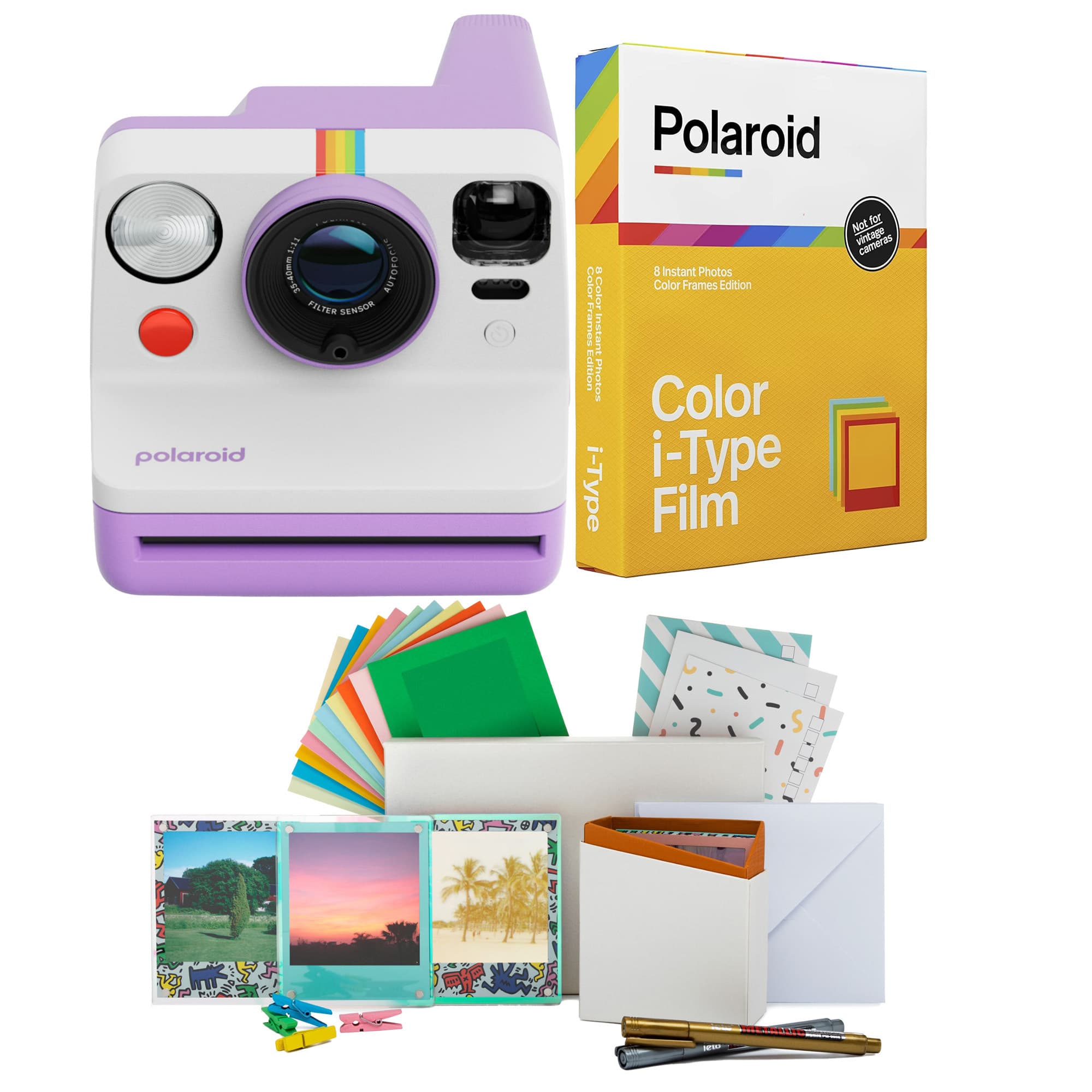 Polaroid Originals - Polaroid Now Generation 3 Analog Instant Camera with Tripod Mount Bundle - Purple