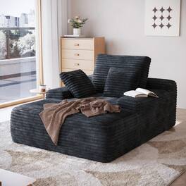 Yardgrace - Corduroy Sofa Bed, Boneless Sleeper Sofa Lounge Chair Indoor, Modern Comfy Deep Seat Lazy Couch - Black