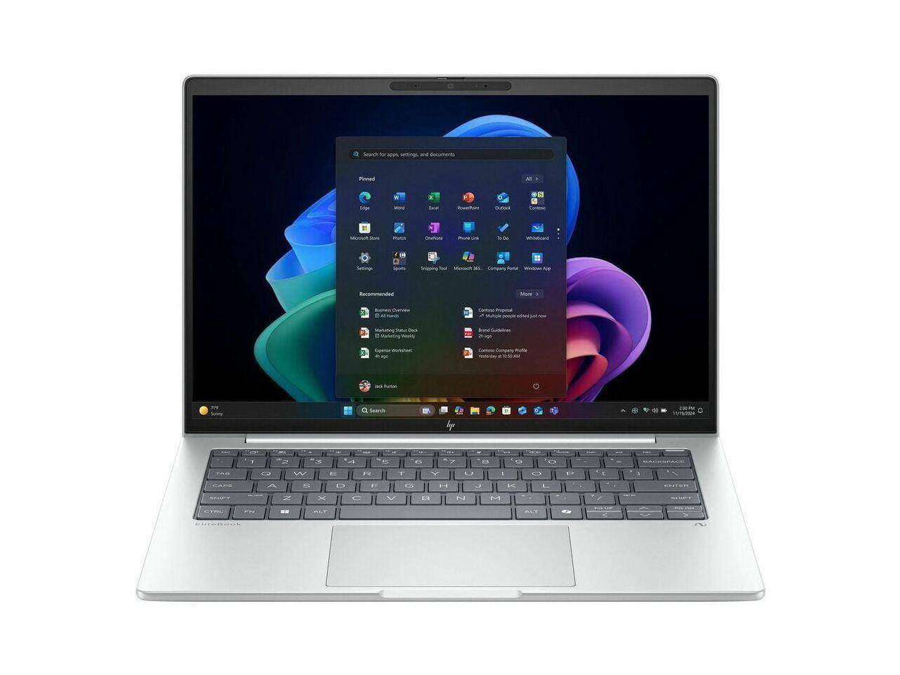 Search for apps, settings, and documents

Planned
- Edge
- Word
- Excel
- PowerPoint
- Outlook
- OneNote
- Microsoft Store
- Photos
- Snipping Tool
- Microsoft 365
- Company Portal
- Windows App

Recommended
- Business Overview
- Marketing Status Deck
- Company Profile
- Brand Guidelines
- Engine Worksheet
- Company Profile
- Jack Porter

Search