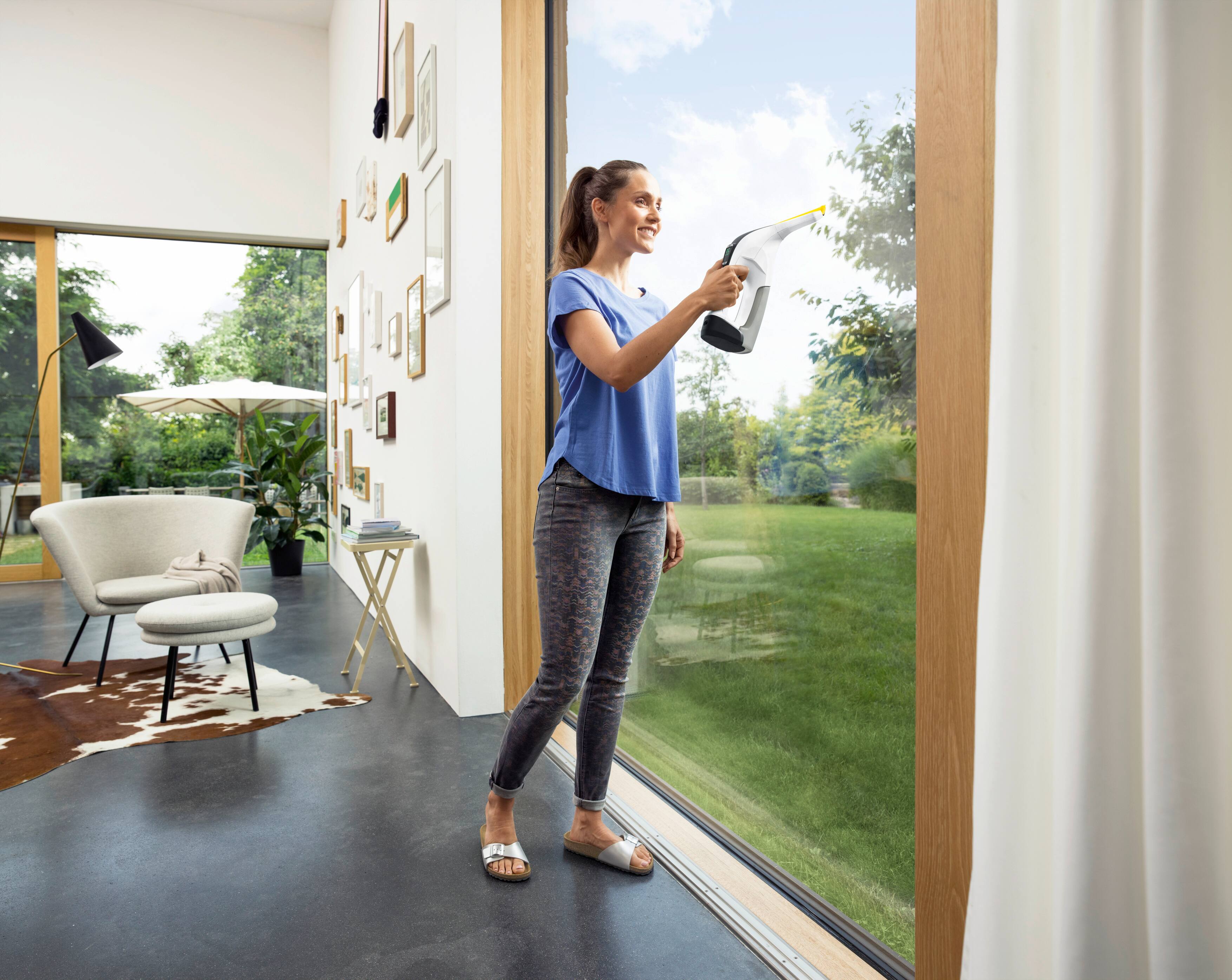 Alt View 2. Karcher - WV 6 Rechargeable Window Vac: Power Vacuum, Electric Squeegee, 11" Blade, Spray Bottle, Microfiber Pad & Concentrate.