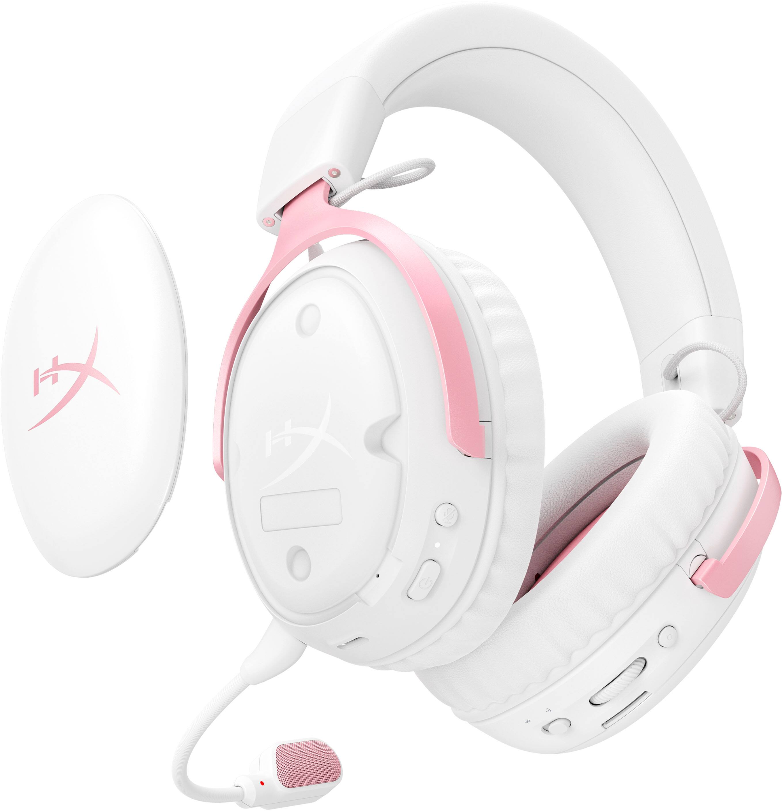Alt View 3. HyperX - Cloud III S Wireless Gaming Headset for PC, PS5, PS4, Nintendo Switch, Mac, and Mobile - White/Pink.
