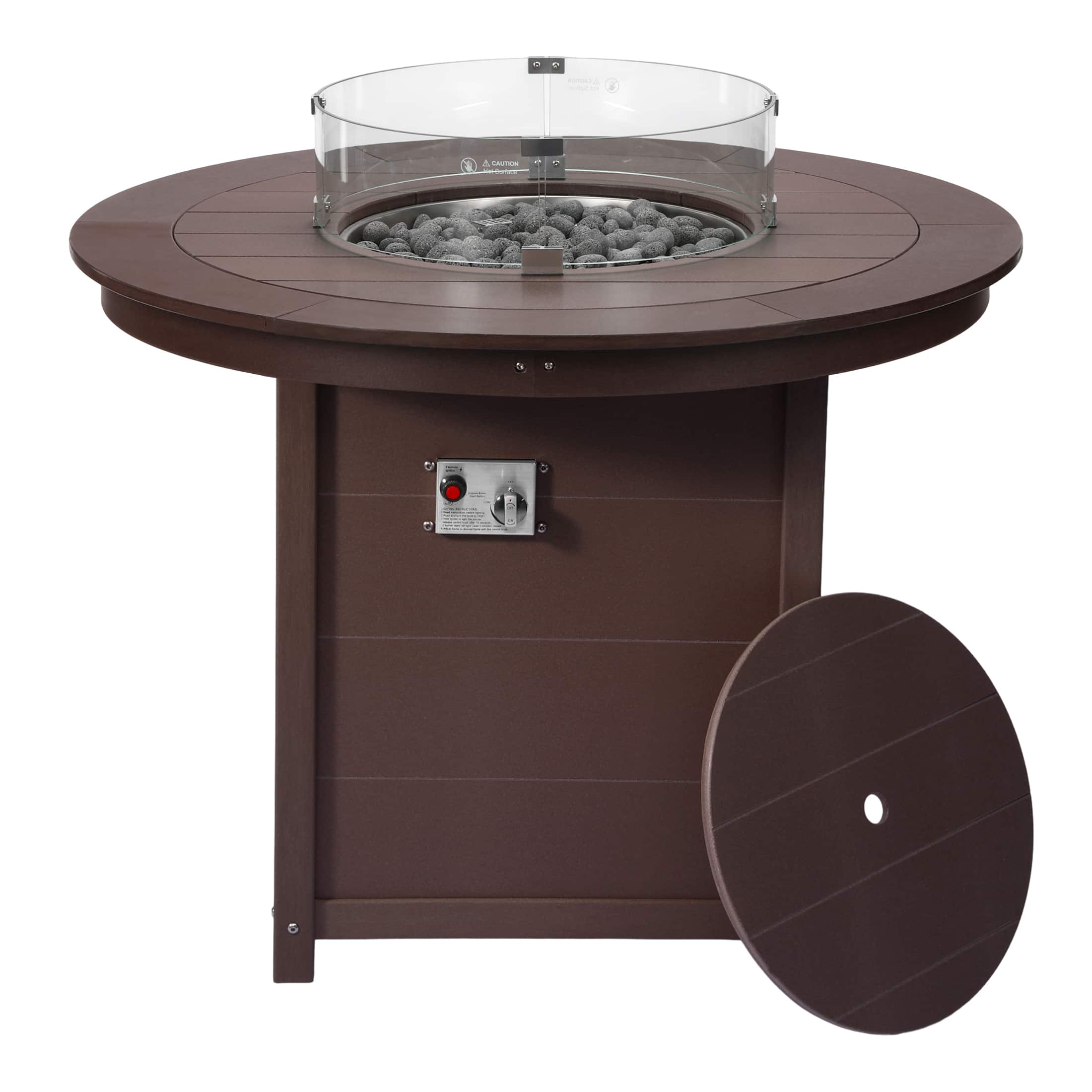 "WestinTrends - Helios 47"" Modern Outdoor Patio Propane Round Counter Height Fire Pit Table - Dark Brown" price history on PriceWatchPro