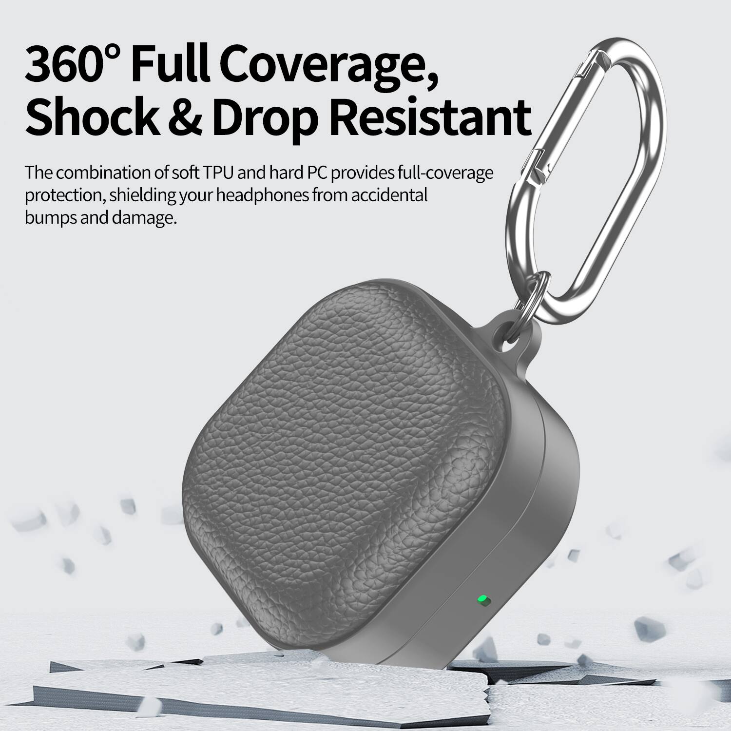 360° Full Coverage, Shock & Drop Resistant

The combination of soft TPU and hard PC provides full-coverage protection, shielding your headphones from accidental bumps and damage.