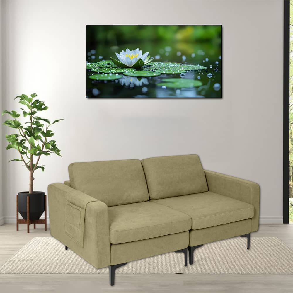 Hivvago - Contemporary Two-Seater Sofa with Built-In Side Storage Pocket - Green