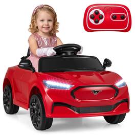 Gymax - Licensed Ford Mach E Electric Vehicle w/Parent Control LED Lights Horn Music - Red