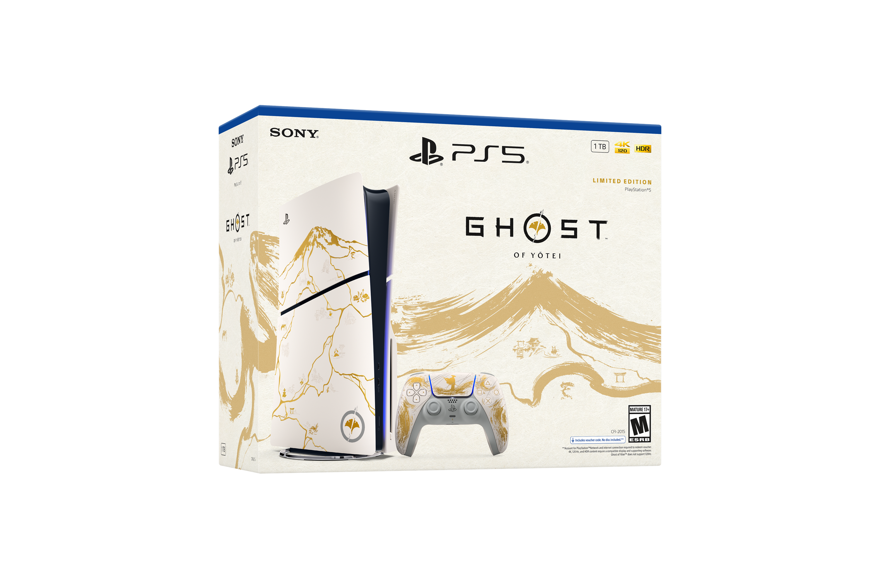 SONY
PS5
GHOST OF YOTETSU
LIMITED EDITION
PlayStation 5
1TB
4K
HDR
120Hz
MATURE 17+
ESRB
CF1-2021