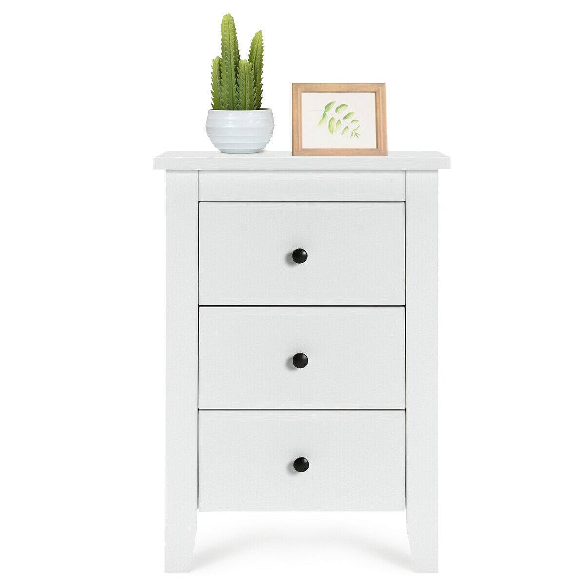 Alt View 18. Costway - Nightstand End Beside Table Drawers Modern Storage Bedroom Furniture - White.