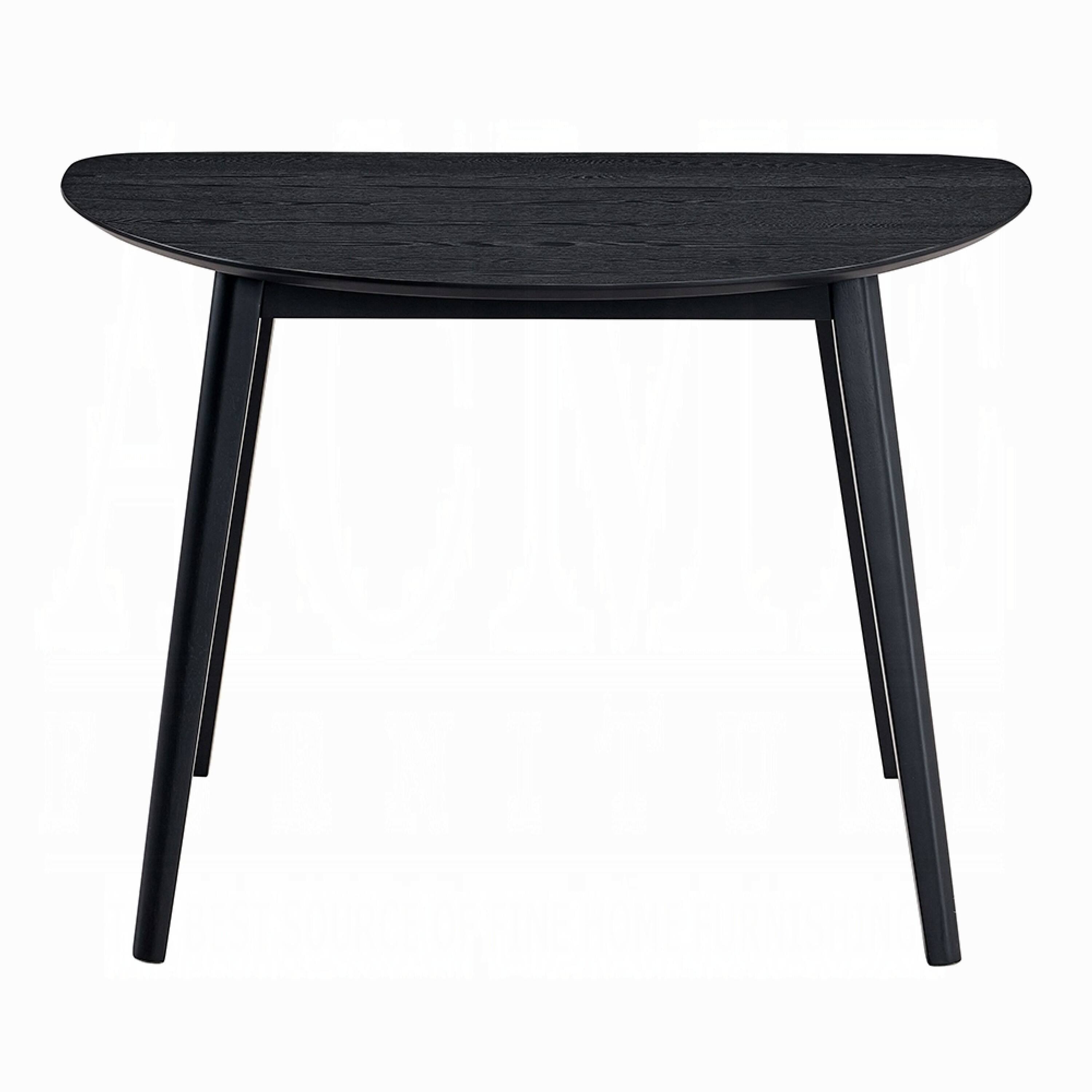Alt View 1. Manhattan Lane - Rory Dining Table, 43 Inch Half Moon Top, Scandinavian Black Wood - Black.