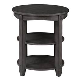 OSP Home Furnishings - Lane 3-Shelf Round End Table - Slate Grey