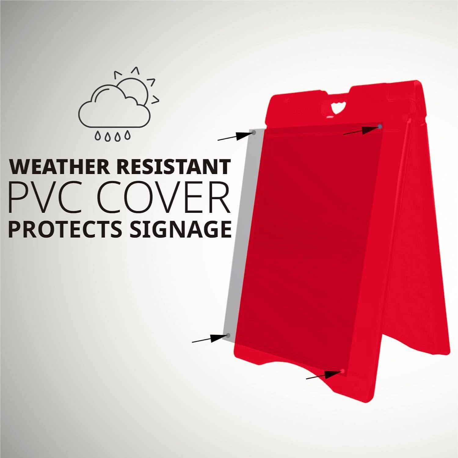 WEATHER RESISTANT PVC COVER PROTECTS SIGNAGE