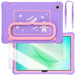 Dteck - Kids Shockproof Case for Samsung Galaxy Tab A11+ 2025 & Galaxy Tab A9+ 2023 with Shoulder Strap,Heavy Duty Stand Cover - Purple