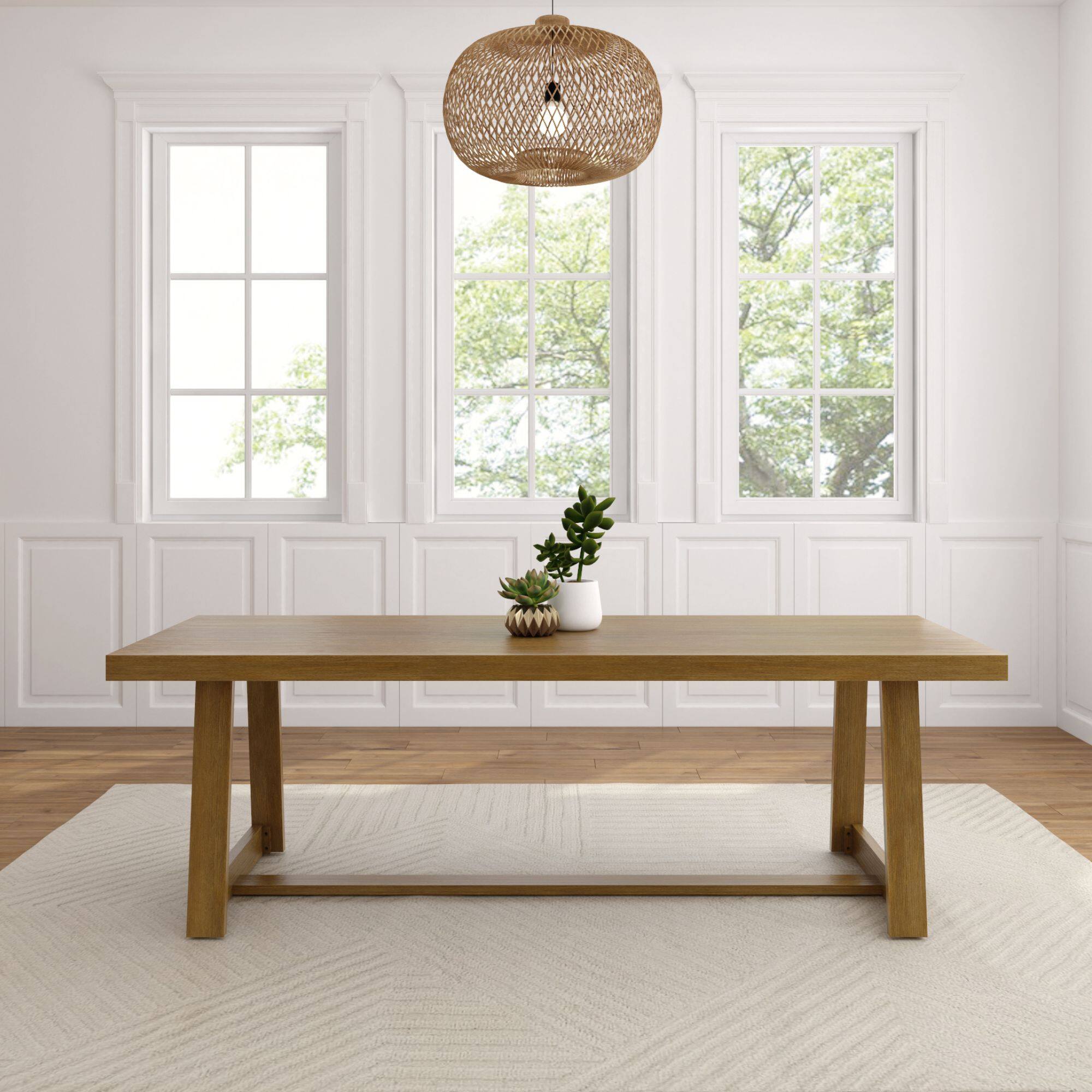 Alt View 1. Plank+Beam - Classic Rectangular Dining Room Table (94in / 2380mm), Pecan Wirebrush - Pecan Wirebrush.