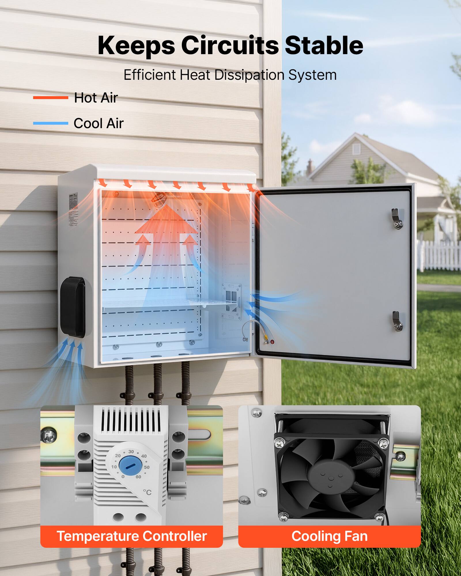 Keeps Circuits Stable  
Efficient Heat Dissipation System  
Hot Air  
Cool Air  
Temperature Controller  
Cooling Fan