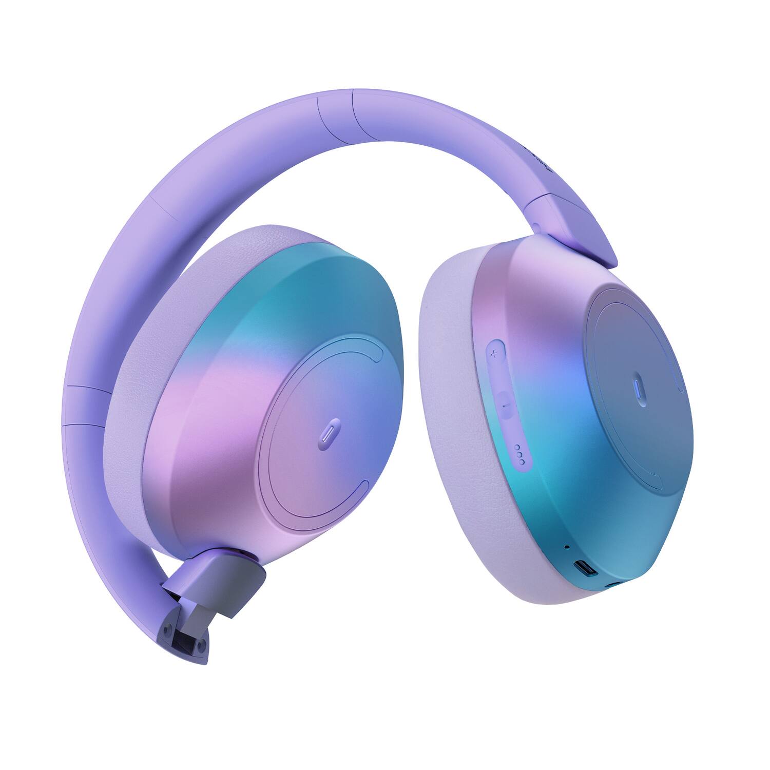 Back. Mixx - StreamQ C2 Bluetooth Folding Over-Ear Headphones with Mic, 3.5mm Aux, 25-Hour Play Time - Metallic.