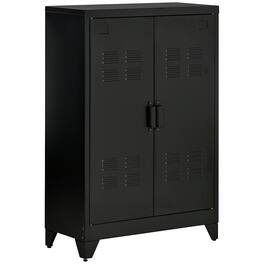 Homcom - Industrial Storage Cabinet, Steel Garage Cabinet with Double Doors and Adjustable Shelves