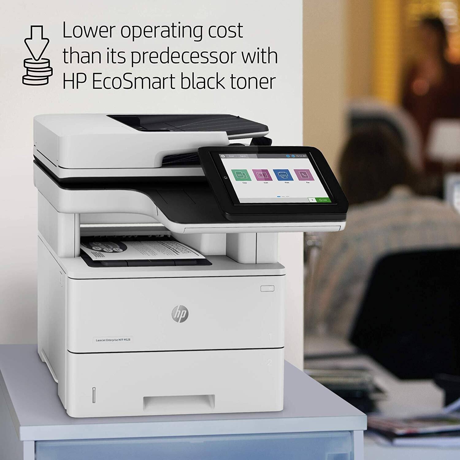 Lower operating cost than its predecessor with HP EcoSmart black toner